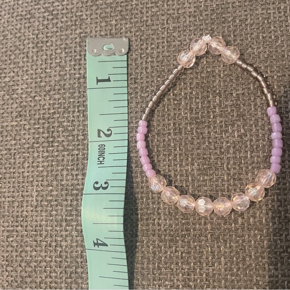 Iridescent & Glass beads Stretch bracelets Purple Pink Blue Clear NWT 4 Handmade - Picture 7 of 9